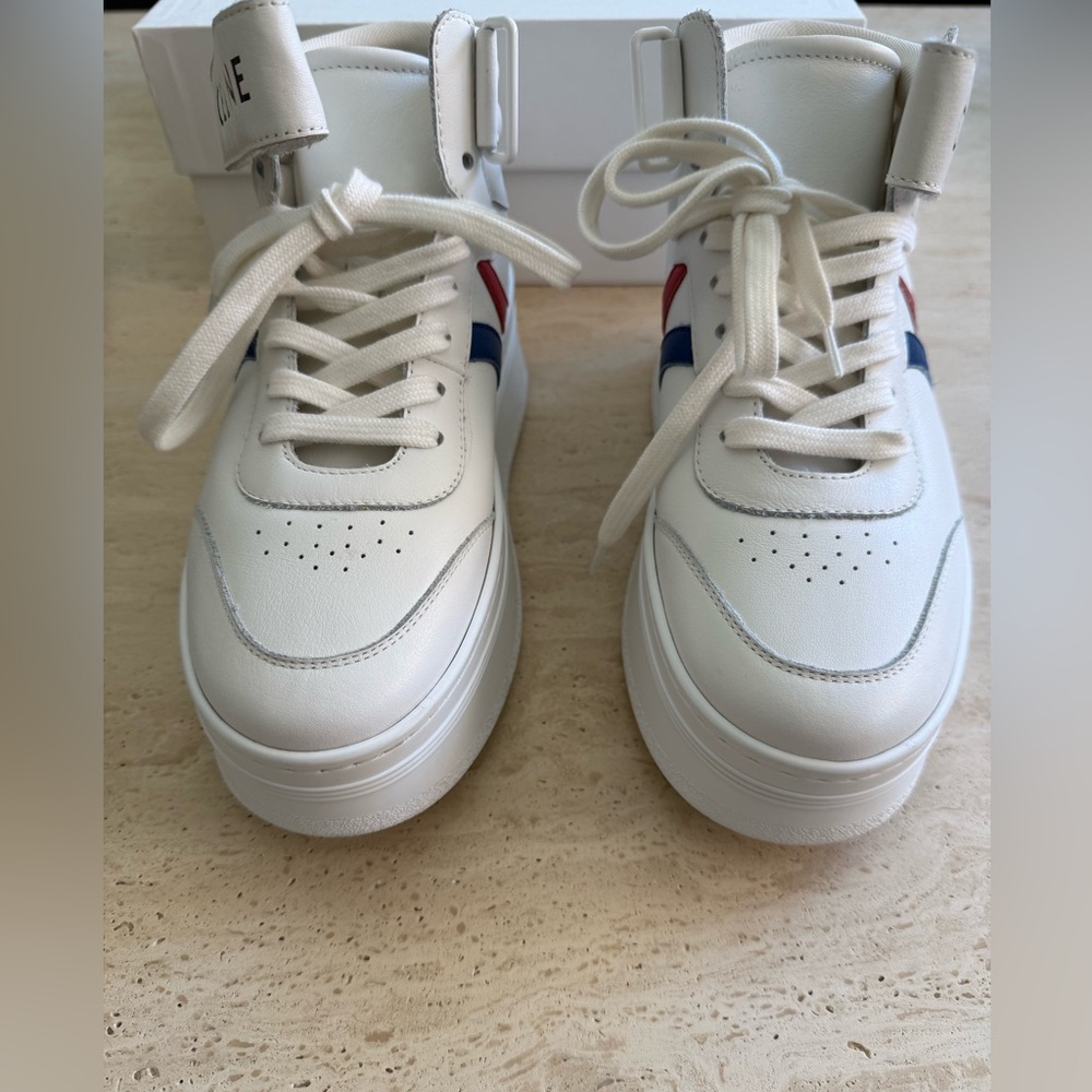 New Celine Mid Lace-up White Calf Skin Sneakers Size:37 - Picture 10 of 16